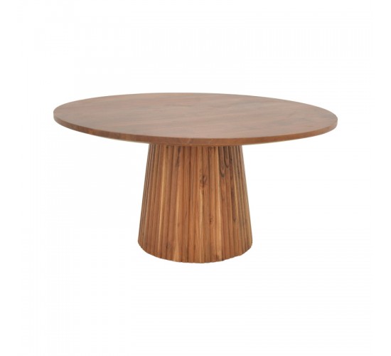 Τραπέζι σαλονιού Canicule ΙI μασίφ ξύλο ακακίας σε καρυδί απόχρωση Φ80x40εκ Υλικό: SOLID ACACIA WOOD 379-000019