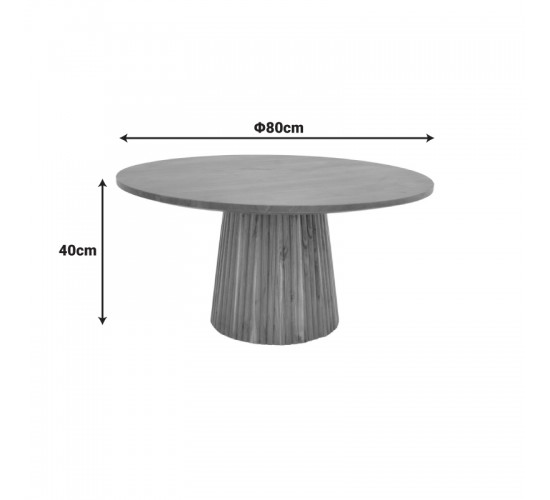 Τραπέζι σαλονιού Canicule ΙI μασίφ ξύλο ακακίας σε φυσική απόχρωση Φ80x40εκ Υλικό: SOLID ACACIA WOOD 379-000020