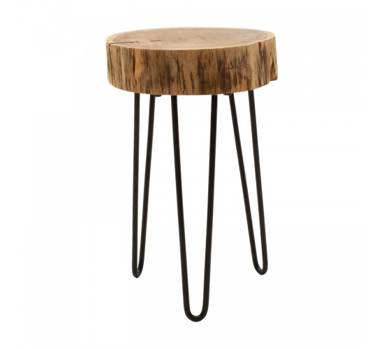 Βοηθητικό τραπέζι Tripp Ι μασίφ ξύλο ακακίας σε φυσική απόχρωση-μαύρα μεταλλικά πόδια Φ32x47εκ Υλικό: SOLID ACACIA WOOD 379-000021