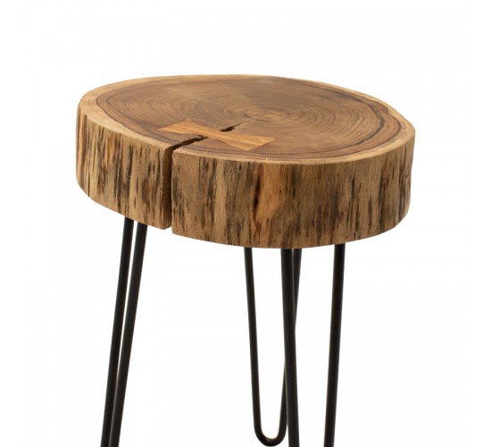 Βοηθητικό τραπέζι Tripp Ι μασίφ ξύλο ακακίας σε φυσική απόχρωση-μαύρα μεταλλικά πόδια Φ32x47εκ Υλικό: SOLID ACACIA WOOD 379-000021