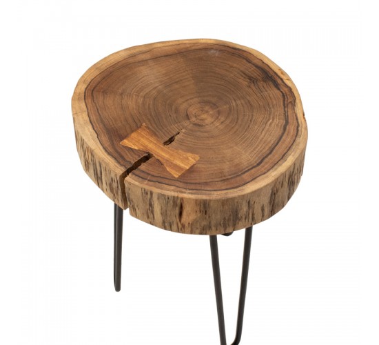 Βοηθητικό τραπέζι Tripp Ι μασίφ ξύλο ακακίας σε φυσική απόχρωση-μαύρα μεταλλικά πόδια Φ32x47εκ Υλικό: SOLID ACACIA WOOD 379-000021