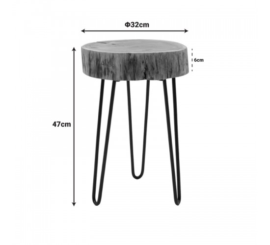 Βοηθητικό τραπέζι Tripp Ι μασίφ ξύλο ακακίας σε φυσική απόχρωση-μαύρα μεταλλικά πόδια Φ32x47εκ Υλικό: SOLID ACACIA WOOD 379-000021