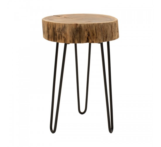 Βοηθητικό τραπέζι Tripp Ι μασίφ ξύλο ακακίας σε φυσική απόχρωση-μαύρα μεταλλικά πόδια Φ32x47εκ Υλικό: SOLID ACACIA WOOD 379-000021