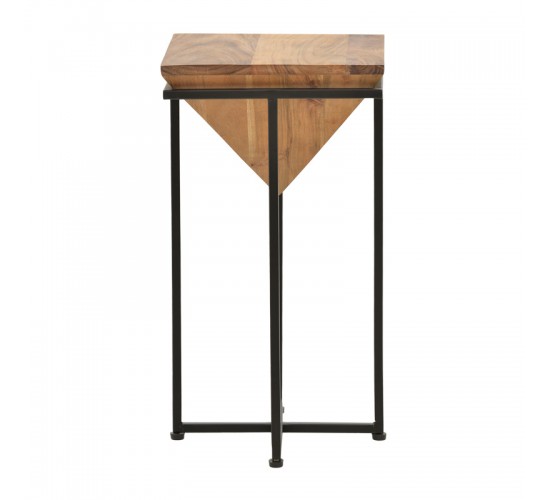 Βοηθητικό τραπέζι Miles ΙΙ μασίφ ξύλο ακακίας σε φυσική απόχρωση με μαύρα μεταλλικά πόδια  29x29x54εκ Υλικό: SOLID ACACIA WOOD 379-000022