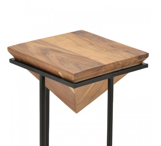 Βοηθητικό τραπέζι Miles ΙΙ μασίφ ξύλο ακακίας σε φυσική απόχρωση με μαύρα μεταλλικά πόδια  29x29x54εκ Υλικό: SOLID ACACIA WOOD 379-000022