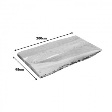 Επιφάνεια τραπεζιού Pozier μασίφ ξύλο ακακίας σε φυσική απόχρωση 200x95x4εκ Υλικό: SOLID ACACIA WOOD 379-000025