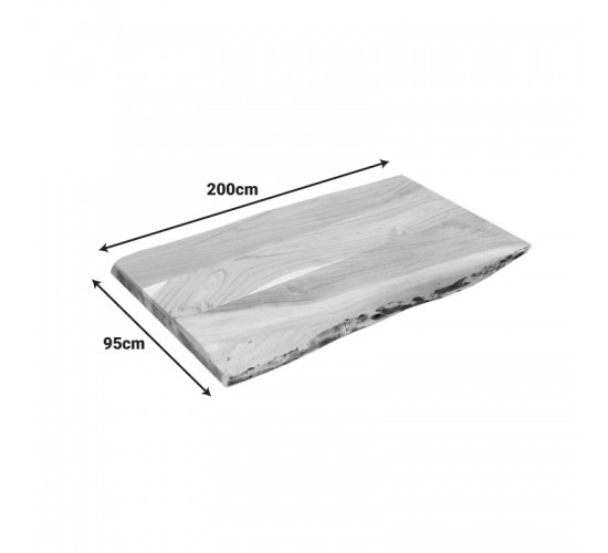 Επιφάνεια τραπεζιού Pozier μασίφ ξύλο ακακίας σε φυσική απόχρωση 200x95x4εκ Υλικό: SOLID ACACIA WOOD 379-000025