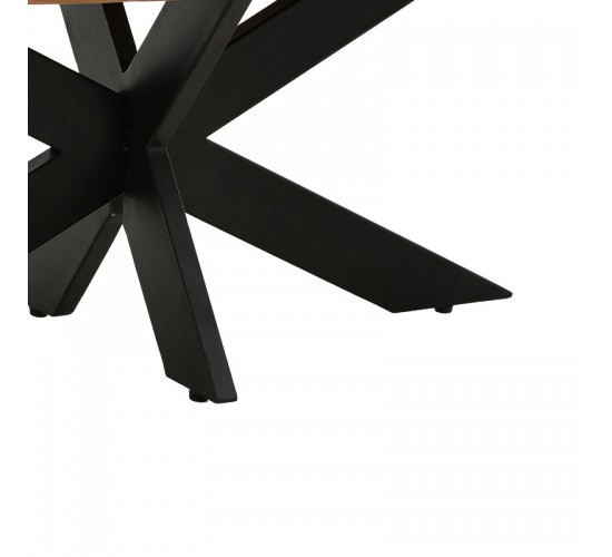 Τραπέζι Royalty I μασίφ ξύλο mango 4εκ σε φυσική απόχρωση-πόδι μεταλλικό μαύρο Φ130x77εκ Υλικό: SOLID MANGO WOOD - METAL 379-000028