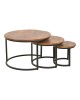 Τραπέζι σαλονιού Frina σετ 3τεμ mango ξύλο σε καρυδί απόχρωση με πόδι μαύρο μέταλλο Υλικό: MANGO WOOD - METAL 379-000030