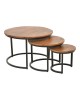 Τραπέζι σαλονιού Frina σετ 3τεμ mango ξύλο σε καρυδί απόχρωση με πόδι μαύρο μέταλλο Υλικό: MANGO WOOD - METAL 379-000030