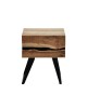 Κομοδίνο Imena μασίφ ξύλο Acacia σε φυσικό απόχρωση με μαύρα μεταλλικά πόδια 45x35x56εκ Υλικό: SOLID WOOD - METAL 379-000031