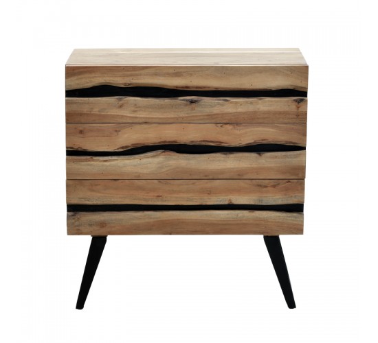 Συρταριέρα Imena μασίφ ξύλο Acacia σε φυσικό απόχρωση με μαύρα μεταλλικά πόδια 80x38x86,5εκ Υλικό: SOLID WOOD - METAL 379-000032