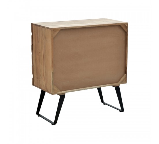 Συρταριέρα Imena μασίφ ξύλο Acacia σε φυσικό απόχρωση με μαύρα μεταλλικά πόδια 80x38x86,5εκ Υλικό: SOLID WOOD - METAL 379-000032