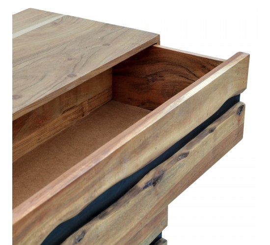 Συρταριέρα Imena μασίφ ξύλο Acacia σε φυσικό απόχρωση με μαύρα μεταλλικά πόδια 80x38x86,5εκ Υλικό: SOLID WOOD - METAL 379-000032