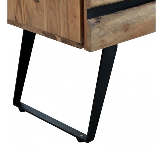 Συρταριέρα Imena μασίφ ξύλο Acacia σε φυσικό απόχρωση με μαύρα μεταλλικά πόδια 80x38x86,5εκ Υλικό: SOLID WOOD - METAL 379-000032