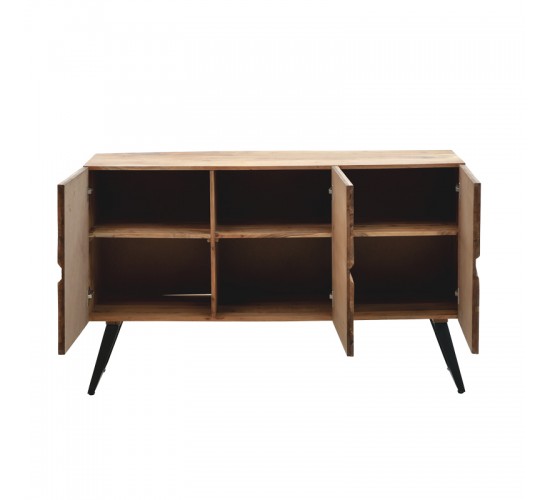 Μπουφές Imena μασίφ ξύλο Acacia σε φυσική απόχρωση με μαύρα μεταλλικά πόδια 148x43.5x86εκ Υλικό: SOLID WOOD - METAL 379-000033