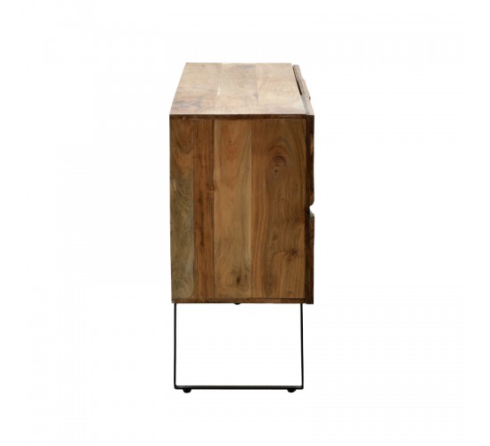 Μπουφές Imena μασίφ ξύλο Acacia σε φυσική απόχρωση με μαύρα μεταλλικά πόδια 148x43.5x86εκ Υλικό: SOLID WOOD - METAL 379-000033