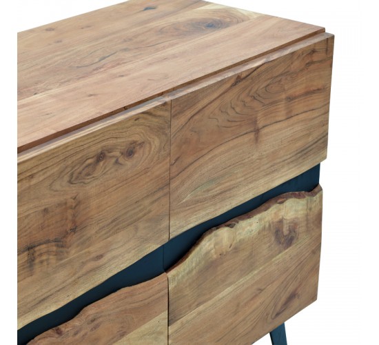 Μπουφές Imena μασίφ ξύλο Acacia σε φυσική απόχρωση με μαύρα μεταλλικά πόδια 148x43.5x86εκ Υλικό: SOLID WOOD - METAL 379-000033