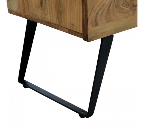 Μπουφές Imena μασίφ ξύλο Acacia σε φυσική απόχρωση με μαύρα μεταλλικά πόδια 148x43.5x86εκ Υλικό: SOLID WOOD - METAL 379-000033