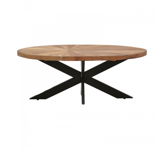 Τραπέζι σαλονιού Fardy μασίφ ξύλο ακακίας σε φυσική απόχρωση με μαύρα μεταλλικά πόδια 120x60x45εκ Υλικό: ACACIA WOOD - METAL 379-000034