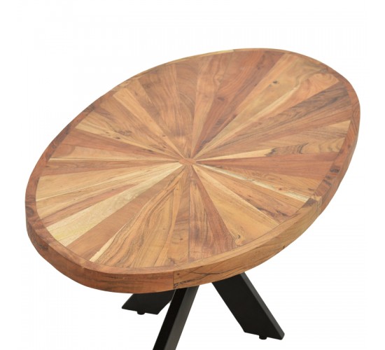 Τραπέζι σαλονιού Fardy μασίφ ξύλο ακακίας σε φυσική απόχρωση με μαύρα μεταλλικά πόδια 120x60x45εκ Υλικό: ACACIA WOOD - METAL 379-000034