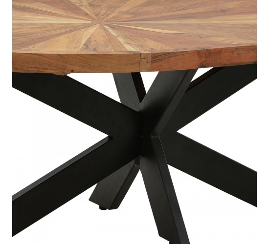 Τραπέζι σαλονιού Fardy μασίφ ξύλο ακακίας σε φυσική απόχρωση με μαύρα μεταλλικά πόδια 120x60x45εκ Υλικό: ACACIA WOOD - METAL 379-000034