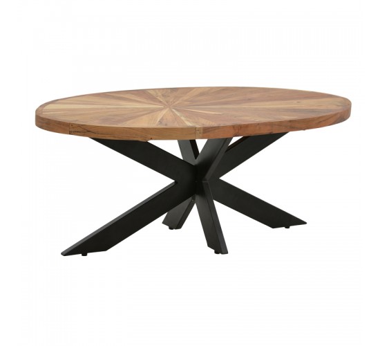 Τραπέζι σαλονιού Fardy μασίφ ξύλο ακακίας σε φυσική απόχρωση με μαύρα μεταλλικά πόδια 120x60x45εκ Υλικό: ACACIA WOOD - METAL 379-000034