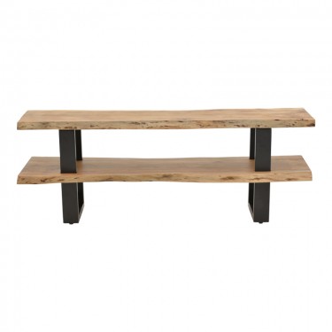 Έπιπλο τηλεόρασης Fuji μασίφ ξύλο ακακίας σε φυσική απόχρωση με μαύρα μεταλλικά πόδια 140x40x52εκ Υλικό: ACACIA WOOD - METAL LEGS 379-000035