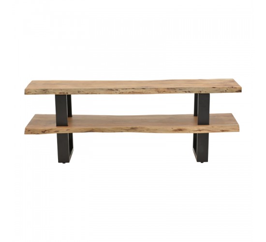 Έπιπλο τηλεόρασης Fuji μασίφ ξύλο ακακίας σε φυσική απόχρωση με μαύρα μεταλλικά πόδια 140x40x52εκ Υλικό: ACACIA WOOD - METAL LEGS 379-000035