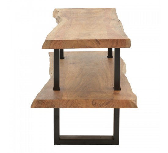 Έπιπλο τηλεόρασης Fuji μασίφ ξύλο ακακίας σε φυσική απόχρωση με μαύρα μεταλλικά πόδια 140x40x52εκ Υλικό: ACACIA WOOD - METAL LEGS 379-000035