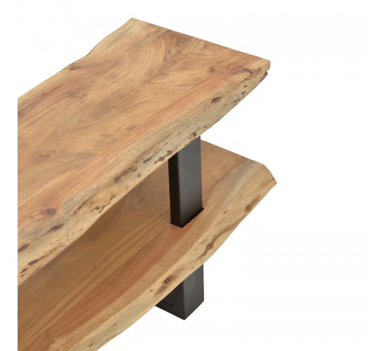 Έπιπλο τηλεόρασης Fuji μασίφ ξύλο ακακίας σε φυσική απόχρωση με μαύρα μεταλλικά πόδια 140x40x52εκ Υλικό: ACACIA WOOD - METAL LEGS 379-000035