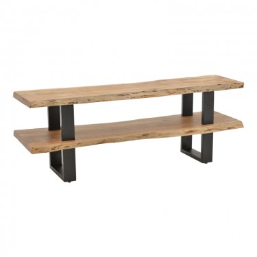 Έπιπλο τηλεόρασης Fuji μασίφ ξύλο ακακίας σε φυσική απόχρωση με μαύρα μεταλλικά πόδια 140x40x52εκ Υλικό: ACACIA WOOD - METAL LEGS 379-000035