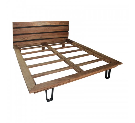 Κρεβάτι Imena διπλό μασίφ ξύλο σε φυσική απόχρωση 160x200εκ Υλικό: SOLID WOOD - METAL 379-000036