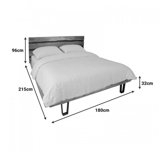 Κρεβάτι Imena διπλό μασίφ ξύλο σε φυσική απόχρωση 160x200εκ Υλικό: SOLID WOOD - METAL 379-000036