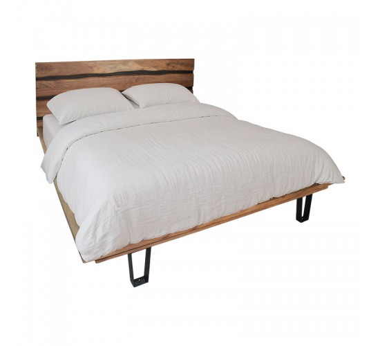 Κρεβάτι Imena διπλό μασίφ ξύλο σε φυσική απόχρωση 160x200εκ Υλικό: SOLID WOOD - METAL 379-000036