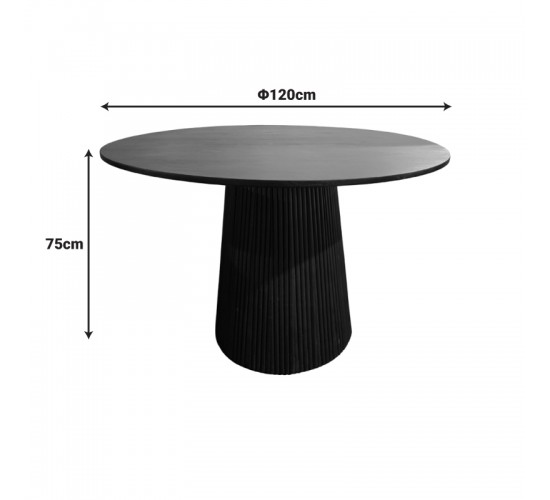 Τραπέζι Canicule μασίφ ξύλο ακακίας σε μαύρη απόχρωση Φ120x75εκ Υλικό: ACACIA WOOD 379-000037