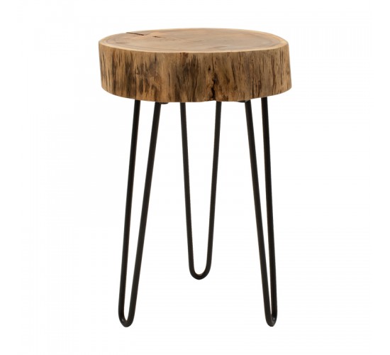Βοηθητικό τραπέζι Tripp μασίφ ξύλο ακακίας σε φυσική απόχρωση με μαυρα μεταλλικά πόδια 32x30x47εκ Υλικό: ACACIA SOLID WOOD - METAL 379-000039