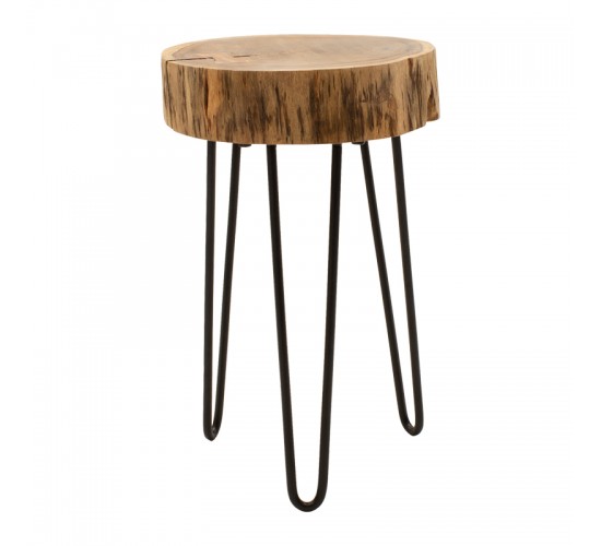 Βοηθητικό τραπέζι Tripp μασίφ ξύλο ακακίας σε φυσική απόχρωση με μαυρα μεταλλικά πόδια 32x30x47εκ Υλικό: ACACIA SOLID WOOD - METAL 379-000039