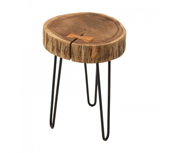 Βοηθητικό τραπέζι Tripp μασίφ ξύλο ακακίας σε φυσική απόχρωση με μαυρα μεταλλικά πόδια 32x30x47εκ Υλικό: ACACIA SOLID WOOD - METAL 379-000039