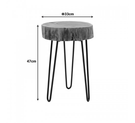 Βοηθητικό τραπέζι Tripp μασίφ ξύλο ακακίας σε φυσική απόχρωση με μαυρα μεταλλικά πόδια 32x30x47εκ Υλικό: ACACIA SOLID WOOD - METAL 379-000039