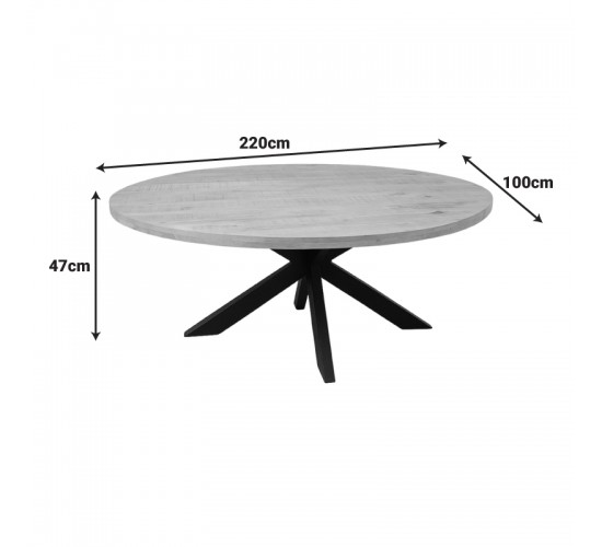 Τραπέζι Fardy μασίφ ξύλο mango σε φυσική απόχρωση με μαύρα μεταλλικά πόδια 220x100x76εκ Υλικό: MANGO WOOD - METAL 379-000040