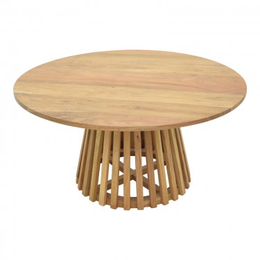 Τραπέζι σαλονιού Radiane μασίφ ξύλο ακακίας σε φυσική απόχρωση Φ80x40εκ Υλικό: ACACIA WOOD 379-000042