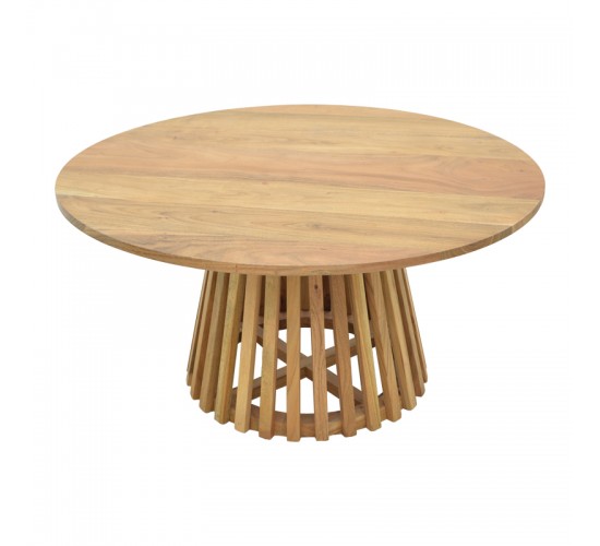 Τραπέζι σαλονιού Radiane μασίφ ξύλο ακακίας σε φυσική απόχρωση Φ80x40εκ Υλικό: ACACIA WOOD 379-000042