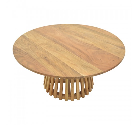 Τραπέζι σαλονιού Radiane μασίφ ξύλο ακακίας σε φυσική απόχρωση Φ80x40εκ Υλικό: ACACIA WOOD 379-000042