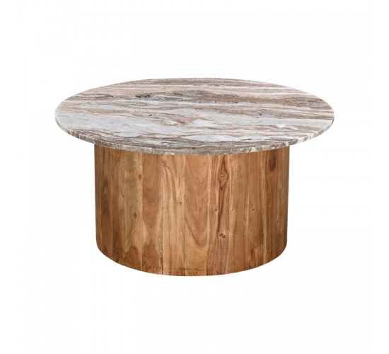 Τραπέζι σαλονιού Sergy σετ 2 τμχ μασίφ ξύλο ακακίας σε φυσική απόχρωση με επιφάνεια μαρμάρου Υλικό: SOLID ACACIA WOOD - MARBLE 379-000045