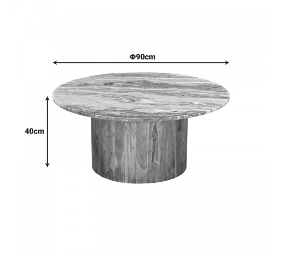 Τραπέζι σαλονιού Sergy σετ 2 τμχ μασίφ ξύλο ακακίας σε φυσική απόχρωση με επιφάνεια μαρμάρου Υλικό: SOLID ACACIA WOOD - MARBLE 379-000045