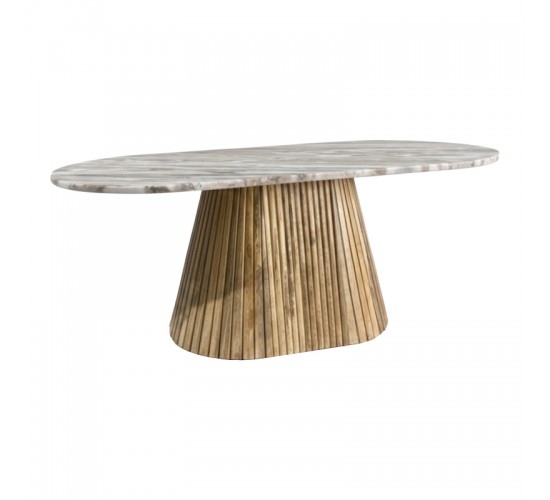 Τραπεζι σαλονιού Aithra μασίφ ξύλο μάνγκο σε φυσική απόχρωση με επιφάνεια μαρμάρου 120x60x45εκ. Υλικό: mango wood - sawar marble 379-000047