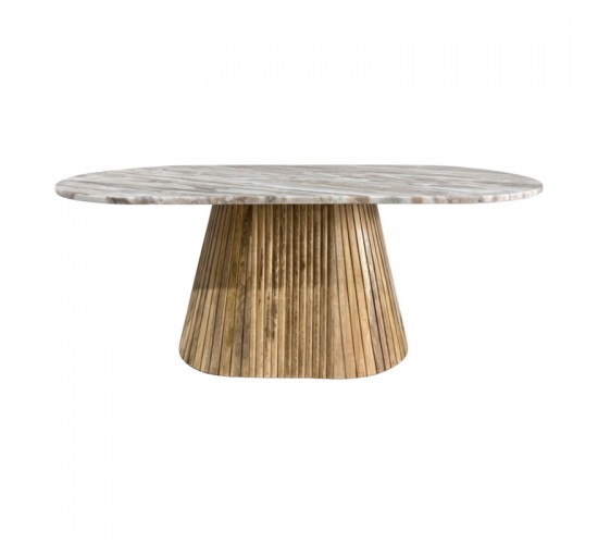 Τραπεζι σαλονιού Aithra μασίφ ξύλο μάνγκο σε φυσική απόχρωση με επιφάνεια μαρμάρου 120x60x45εκ. Υλικό: mango wood - sawar marble 379-000047