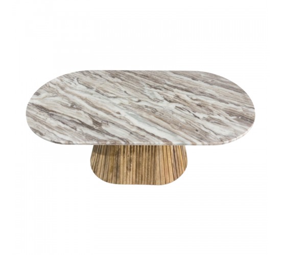 Τραπεζι σαλονιού Aithra μασίφ ξύλο μάνγκο σε φυσική απόχρωση με επιφάνεια μαρμάρου 120x60x45εκ. Υλικό: mango wood - sawar marble 379-000047