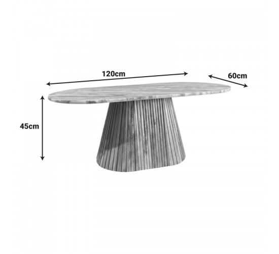 Τραπεζι σαλονιού Aithra μασίφ ξύλο μάνγκο σε φυσική απόχρωση με επιφάνεια μαρμάρου 120x60x45εκ. Υλικό: mango wood - sawar marble 379-000047